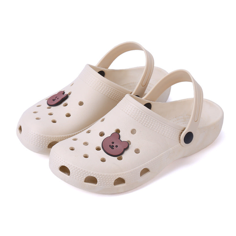 Girls' Cute Heart Baotou Sandals – Non-Slip Beach Slippers