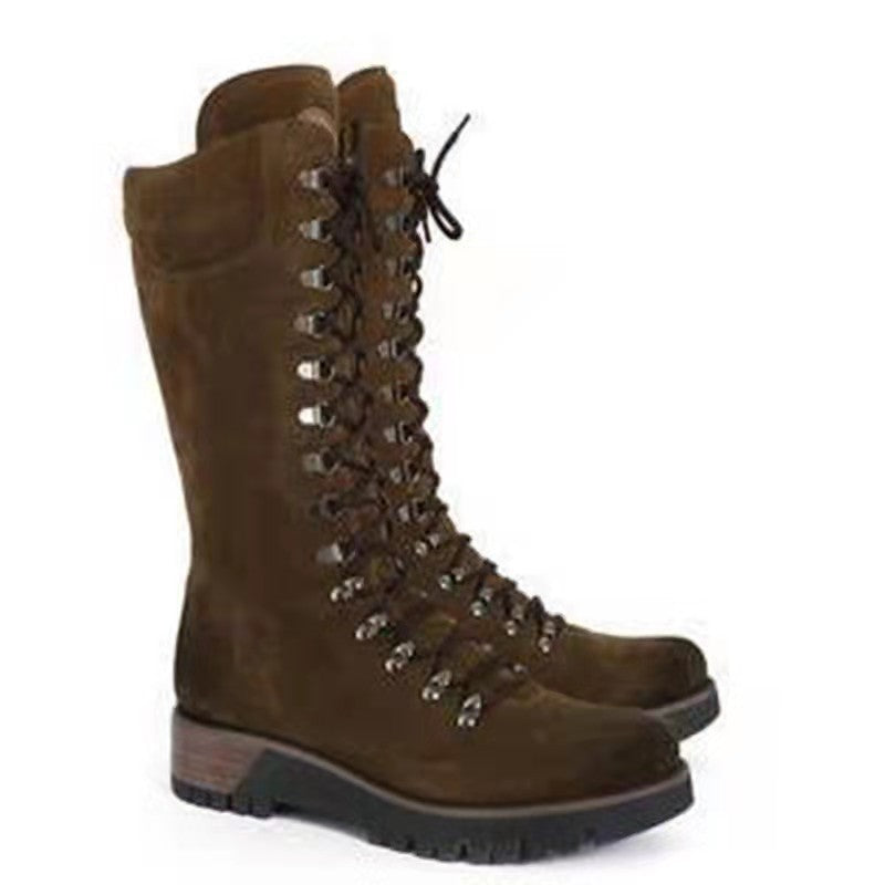 Women's Lace-Up Mid Boots – New Autumn & Winter Plus Size Footwear