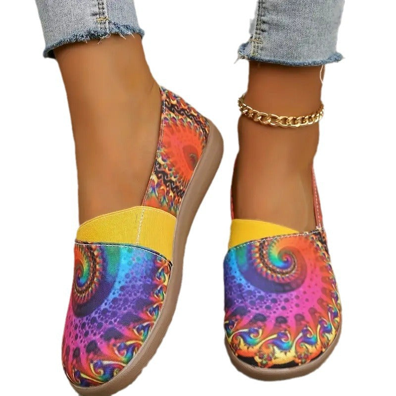 Women's Colorful Round-Toe Slip-On Shoes – Low-Cut Casual & Versatile Style