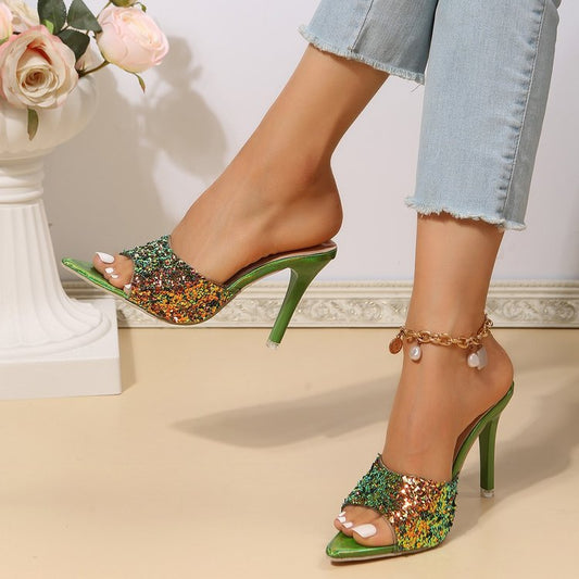 Women's Sequin High Heel Sandals – Glamorous European & American Style