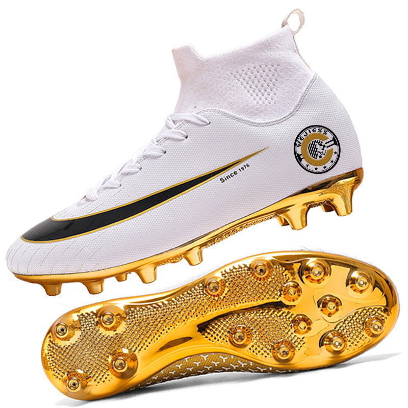 Elite Gold-Plated High-Top Soccer Cleats – Precision & Performance