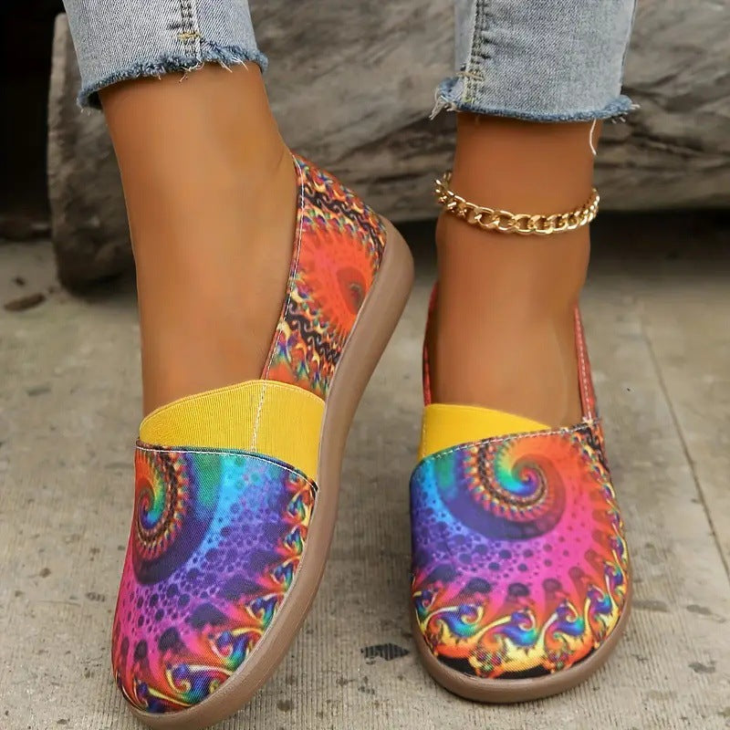 Women's Colorful Round-Toe Slip-On Shoes – Low-Cut Casual & Versatile Style