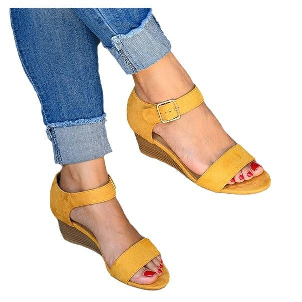 Women's Plus Size Wedge Sandals – Fashionable Buckle Strap Design