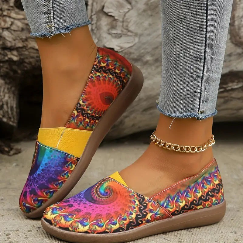 Women's Colorful Round-Toe Slip-On Shoes – Low-Cut Casual & Versatile Style