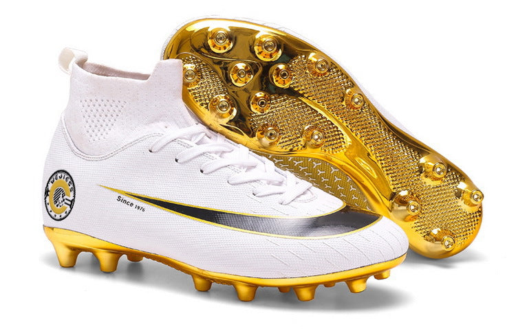 Elite Gold-Plated High-Top Soccer Cleats – Precision & Performance