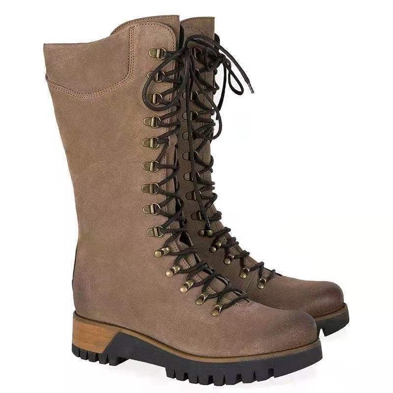 Women's Lace-Up Mid Boots – New Autumn & Winter Plus Size Footwear