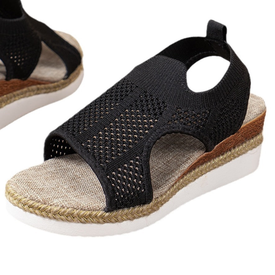 Women's Peep-Toe Wedge Sandals – Stylish Flying Woven Design