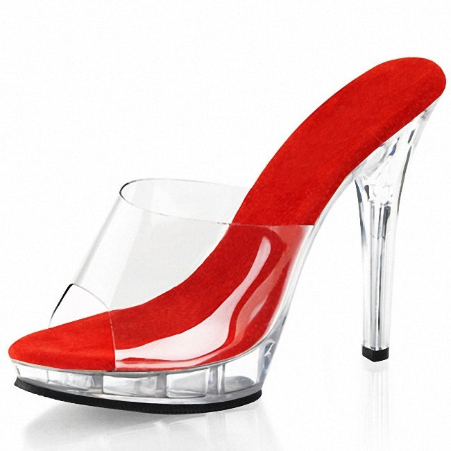 Transparent Crystal High Heel Sandals – Elegant & Chic Design